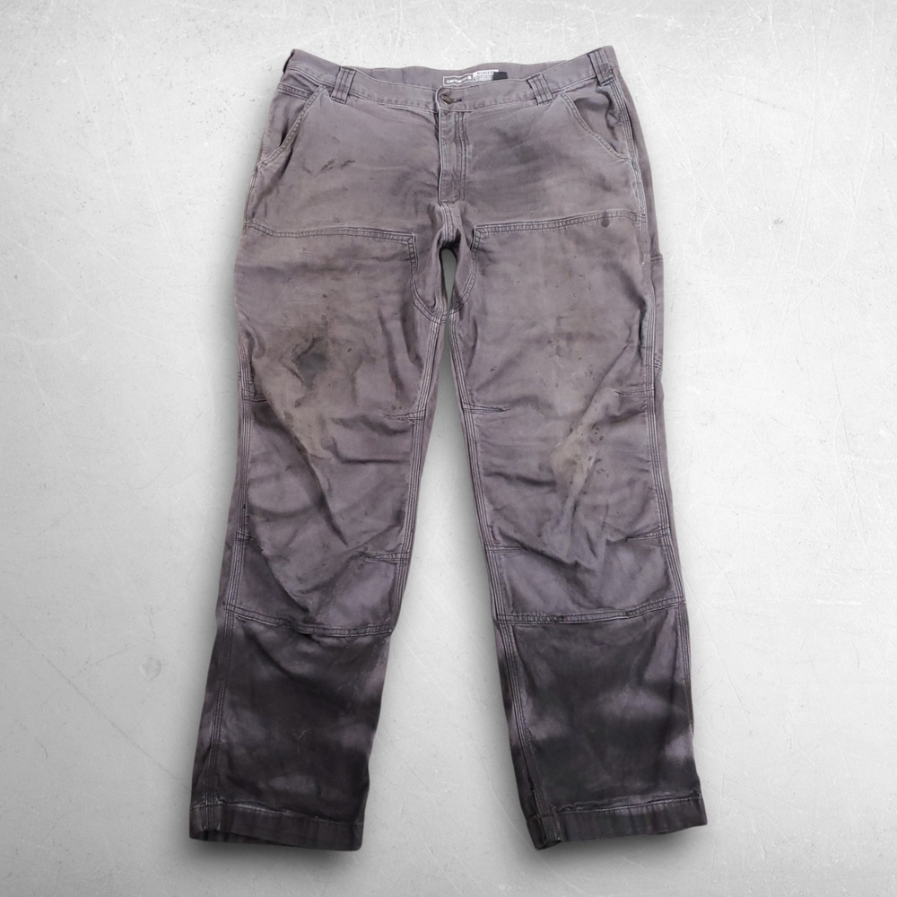 Carhartt Rugged Flex Double Front Work Pants‎ Men 40 Gray Gorp DISTRESSED *READ*